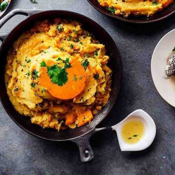 Картофельное пюре с фасолью и тыквой